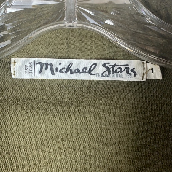 NWOT Michael Stars Long Sleeve Button Down Cotton Crepe & Jersey‎ Combo Shirt - Picture 6 of 12
